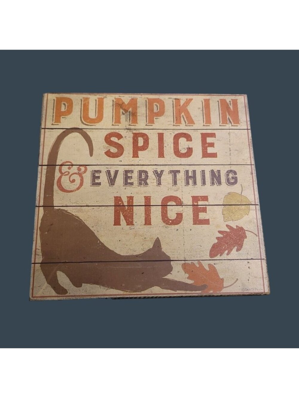 Pumpkin Spice Cat Block Sign Fall Decor Primitives By Kathy 6x6 Wooden Wall Art
